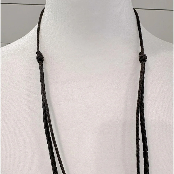 BOHO CHIC‎ Braided Leather Beaded Double Necklace 28” - Picture 4 of 4